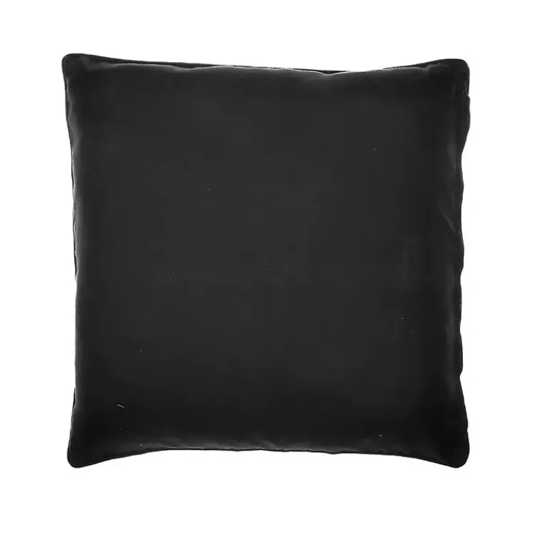 Pillows>Kirklands Home Natural & Black Embroidered Floral Throw Pillow