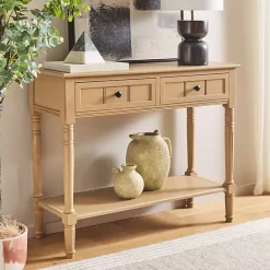 Kirklands Home Natural 2- Drawer Samantha Console Table Tan Discount