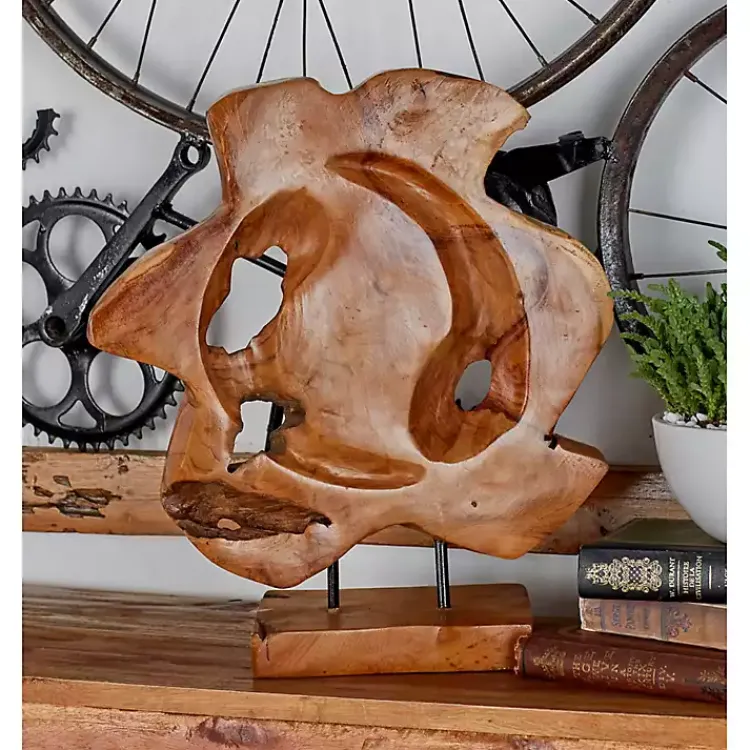 Statues & Figurines>Kirklands Home Natural Abstract Teak Wood Statue Brown