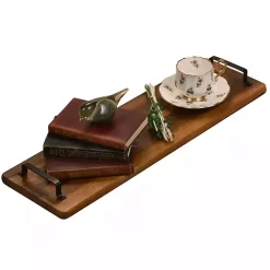 Kirklands Home Natural Acacia Long Tray with Handles Brown Hot