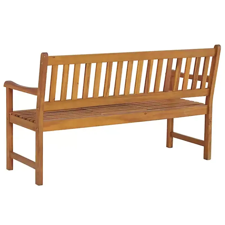 Kirklands Home Natural Acacia Wood Bench with Pop-Up Table Tan