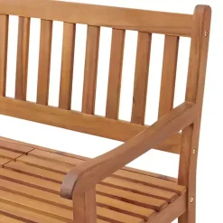 Kirklands Home Natural Acacia Wood Bench with Pop-Up Table Tan
