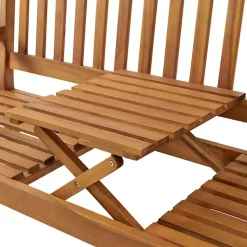 Kirklands Home Natural Acacia Wood Bench with Pop-Up Table Tan