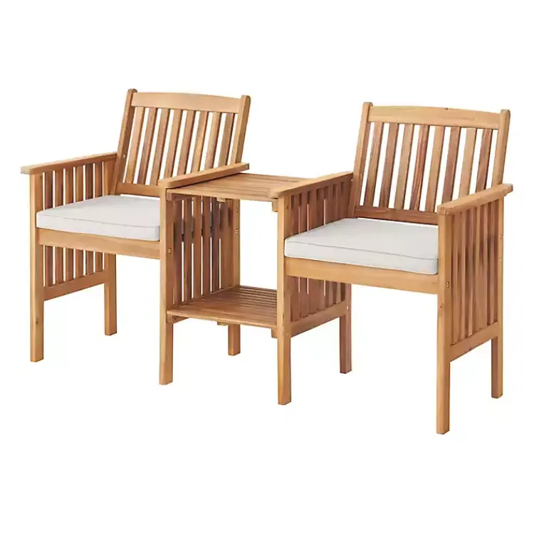 Kirklands Home Natural Acacia Wood Ivory Cushion 3-pc. Patio Set Discount