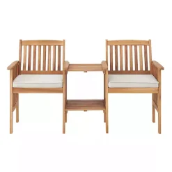 Kirklands Home Natural Acacia Wood Ivory Cushion 3-pc. Patio Set Discount