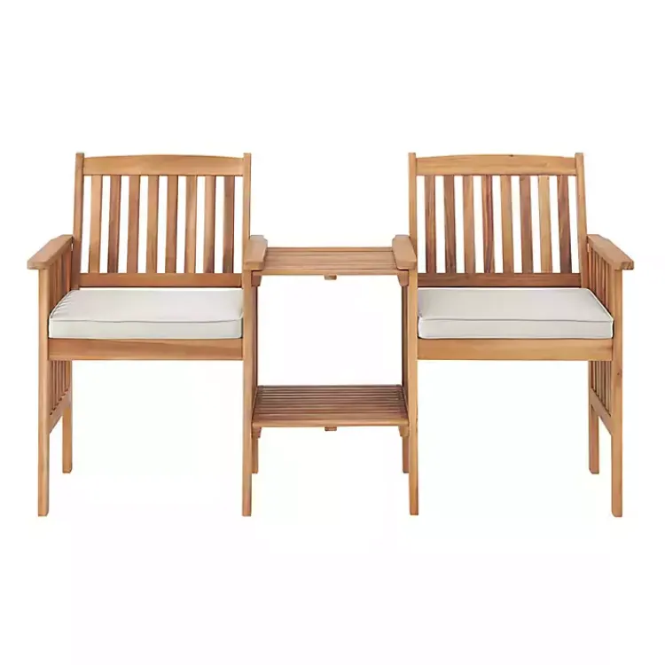 Kirklands Home Natural Acacia Wood Ivory Cushion 3-pc. Patio Set Discount