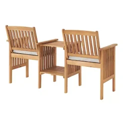Kirklands Home Natural Acacia Wood Ivory Cushion 3-pc. Patio Set Discount