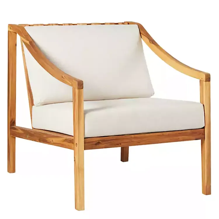 Kirklands Home Natural Acacia Wood Outdoor Club Chair New