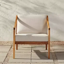Kirklands Home Natural Acacia Wood Outdoor Club Chair New
