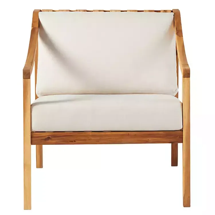 Kirklands Home Natural Acacia Wood Outdoor Club Chair New