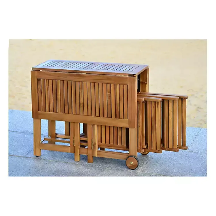 Kirklands Home Natural Acacia Wood 4-pc. Foldable Dining Set