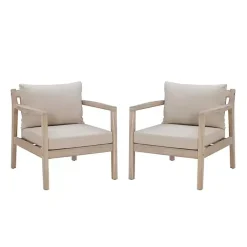 Kirklands Home Natural Acacia Wood 2-pc. Outdoor Accent Chair Set Tan Hot