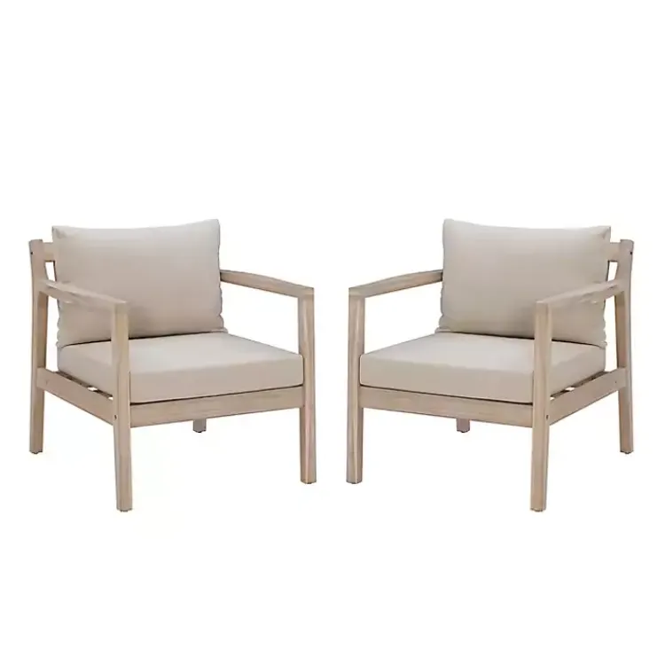 Kirklands Home Natural Acacia Wood 2-pc. Outdoor Accent Chair Set Tan Hot