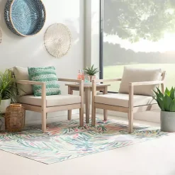 Kirklands Home Natural Acacia Wood 2-pc. Outdoor Accent Chair Set Tan Hot