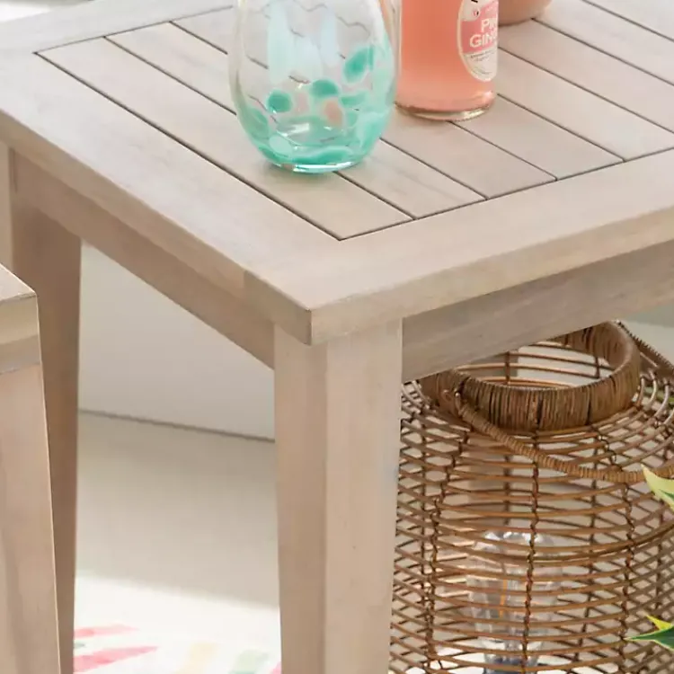 Kirklands Home Natural Acacia Wood Slatted Outdoor Side Table Tan Discount