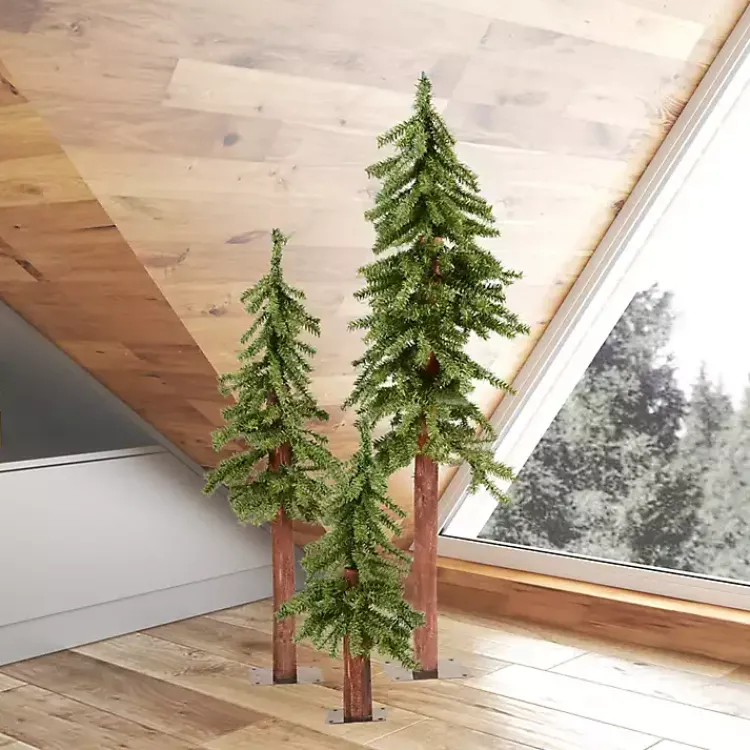 Christmas Trees>Kirklands Home Natural Alpine Christmas Trees, Set of 3