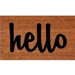 Kirklands Home Natural and Black Coir Hello Doormat, 29x17 in. Sale