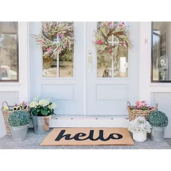Kirklands Home Natural and Black Coir Hello Doormat, 36x24 in. New