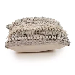 Pillows>Kirklands Home Natural and Black Cozy Fringe Pillow