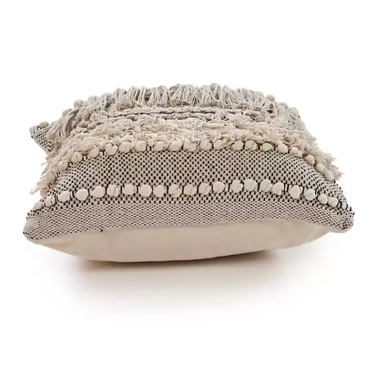 Pillows>Kirklands Home Natural and Black Cozy Fringe Pillow