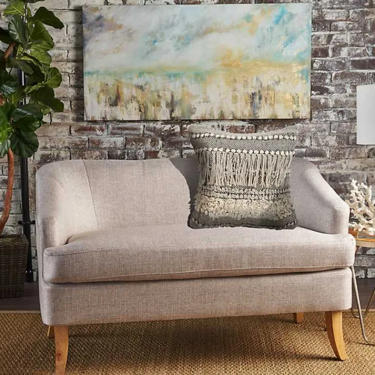 Pillows>Kirklands Home Natural and Black Cozy Fringe Pillow
