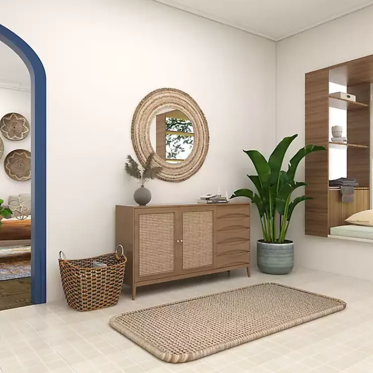 Baskets & Boxes>Kirklands Home Natural and Black Seagrass Diamond Weave Basket