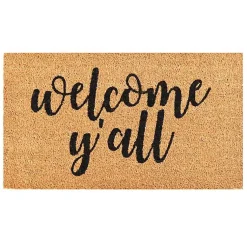Kirklands Home Natural and Black Welcome Y'all Doormat Best