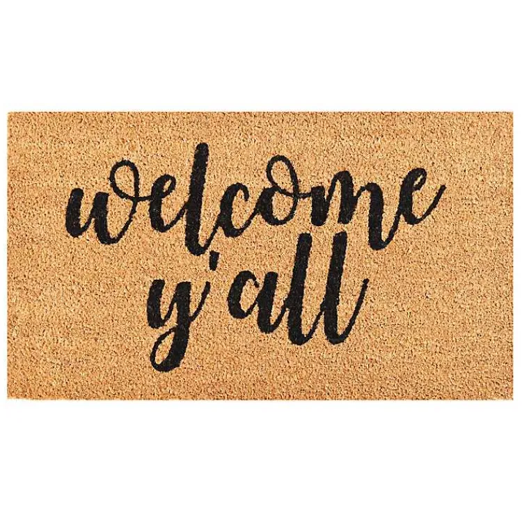 Kirklands Home Natural and Black Welcome Y'all Doormat Best