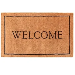 Kirklands Home Natural and Black Welcome Doormat, 48x30 in. Clearance