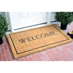 Kirklands Home Natural and Black Welcome Doormat, 48x30 in. Clearance