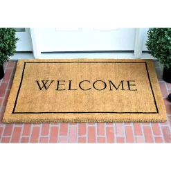 Kirklands Home Natural and Black Welcome Doormat, 48x30 in. Clearance