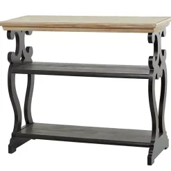 Kirklands Home Natural and Wood 3-Tier Console Table Black Sale