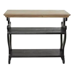 Kirklands Home Natural and Wood 3-Tier Console Table Black Sale