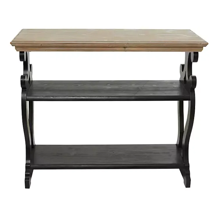 Kirklands Home Natural and Wood 3-Tier Console Table Black Sale