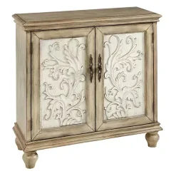 Kirklands Home Natural and Cream Two-Tone Whitt Cabinet Tan Hot