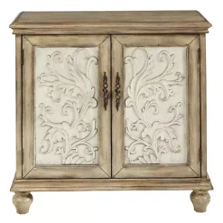 Kirklands Home Natural and Cream Two-Tone Whitt Cabinet Tan Hot