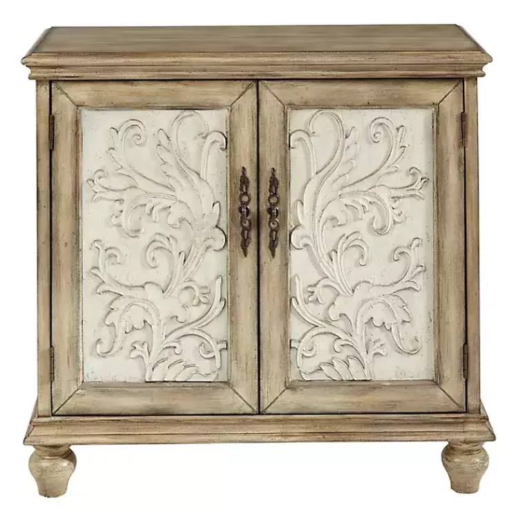 Kirklands Home Natural and Cream Two-Tone Whitt Cabinet Tan Hot