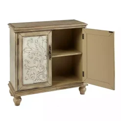 Kirklands Home Natural and Cream Two-Tone Whitt Cabinet Tan Hot