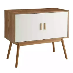Kirklands Home Natural and White Reversible Doors Cabinet