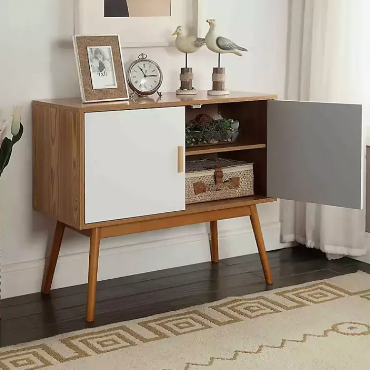 Kirklands Home Natural and White Reversible Doors Cabinet