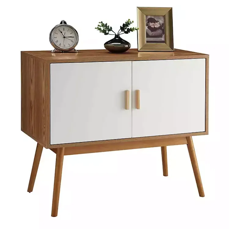 Kirklands Home Natural and White Reversible Doors Cabinet