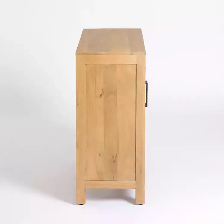Kirklands Home Natural Arch Cane and Wood Cabinet Tan