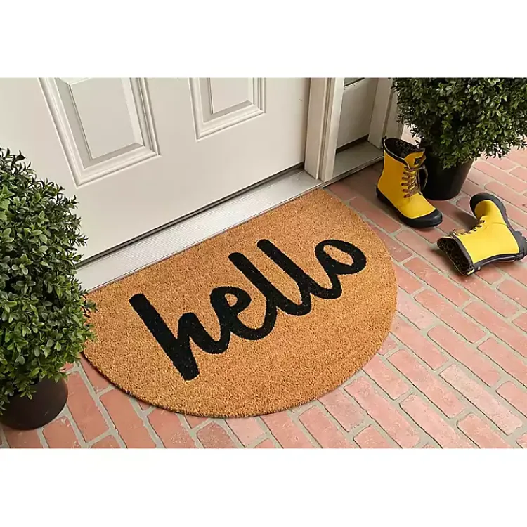 Kirklands Home Natural Arch Hello Doormat Brown Best