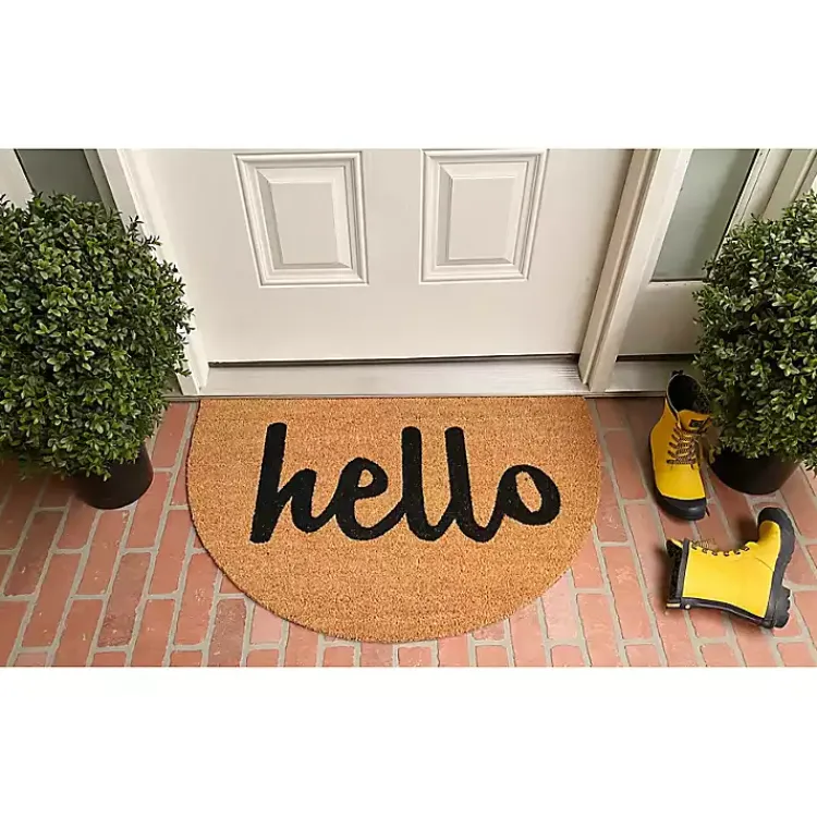 Kirklands Home Natural Arch Hello Doormat Brown Best