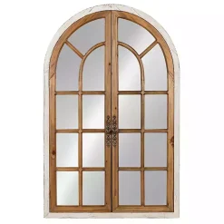 Kirklands Home Natural Arched Pane Doors Wall Mirror Clearance