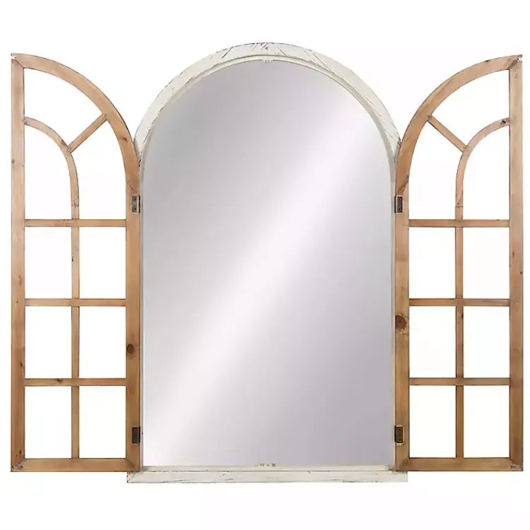 Kirklands Home Natural Arched Pane Doors Wall Mirror Clearance