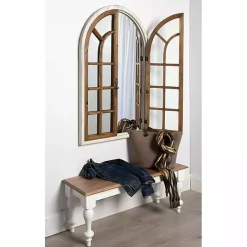 Kirklands Home Natural Arched Pane Doors Wall Mirror Clearance