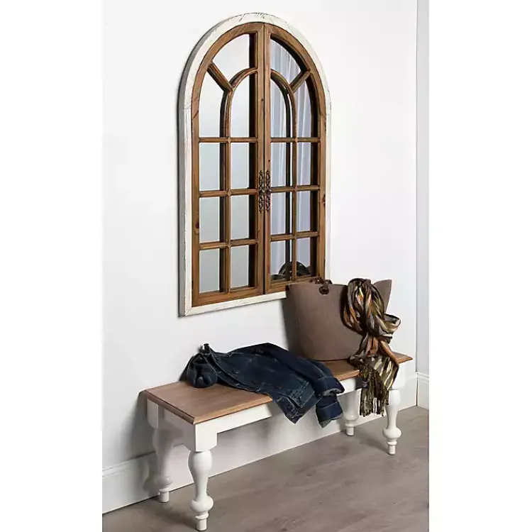 Kirklands Home Natural Arched Pane Doors Wall Mirror Clearance
