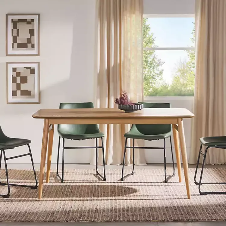 Kirklands Home Natural Ash Wood Mid-Century Modern Dining Table Tan New