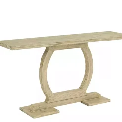 Kirklands Home Natural Barnwood Circular Pedestal Console Table Tan Best